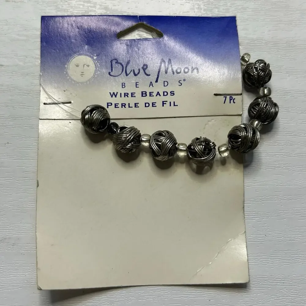 Blue Moon Beads Wire Wrapped Glass Bead Lot 7 Cards